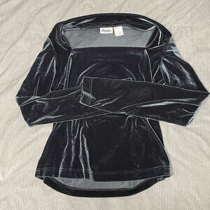 Vintage Grey Velvet Long Sleeve Top, Blushe by Spiegel, Size S